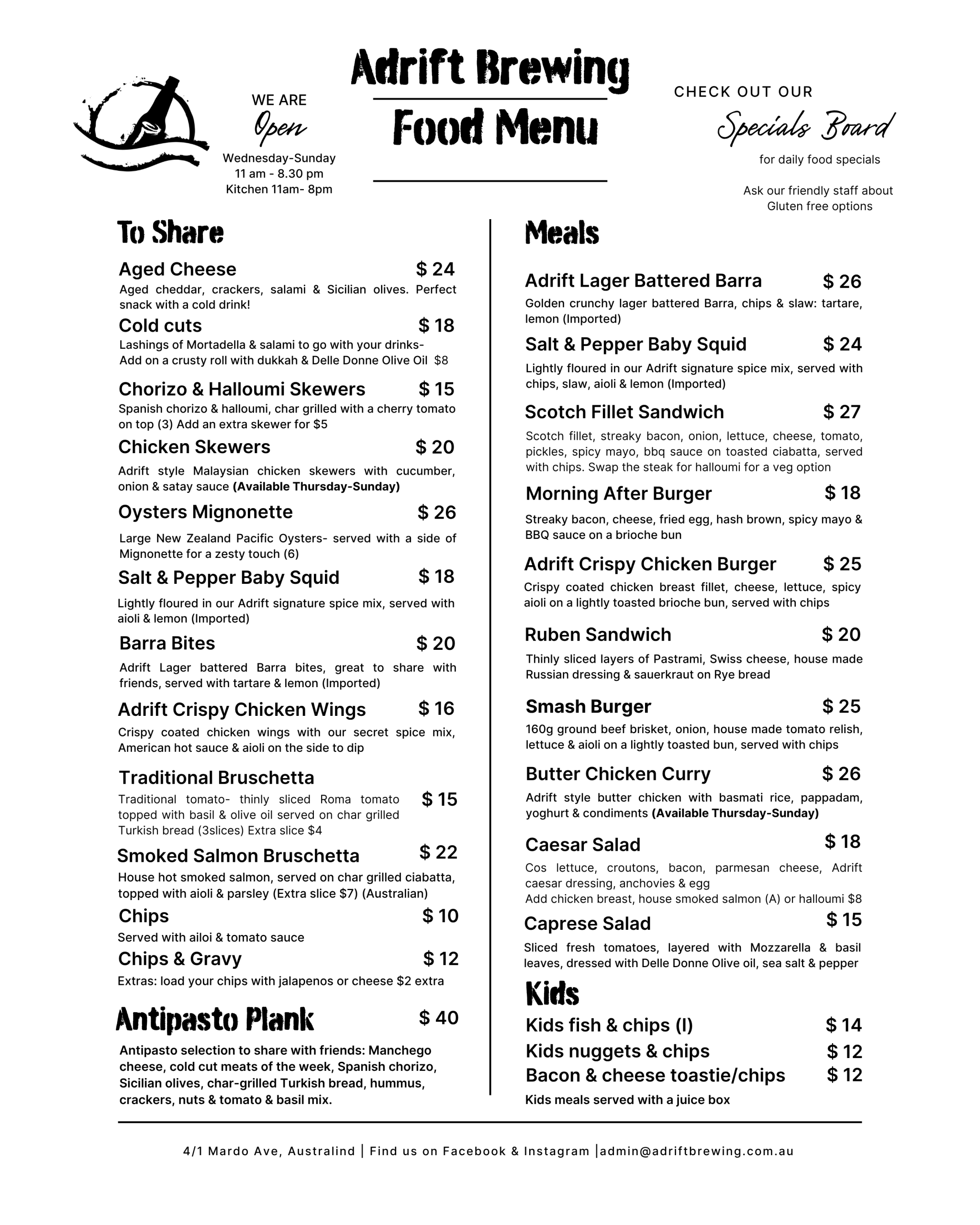 Menu July 1st